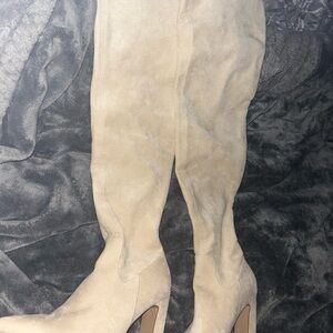 Women's Tan Suede Knee-High Boots